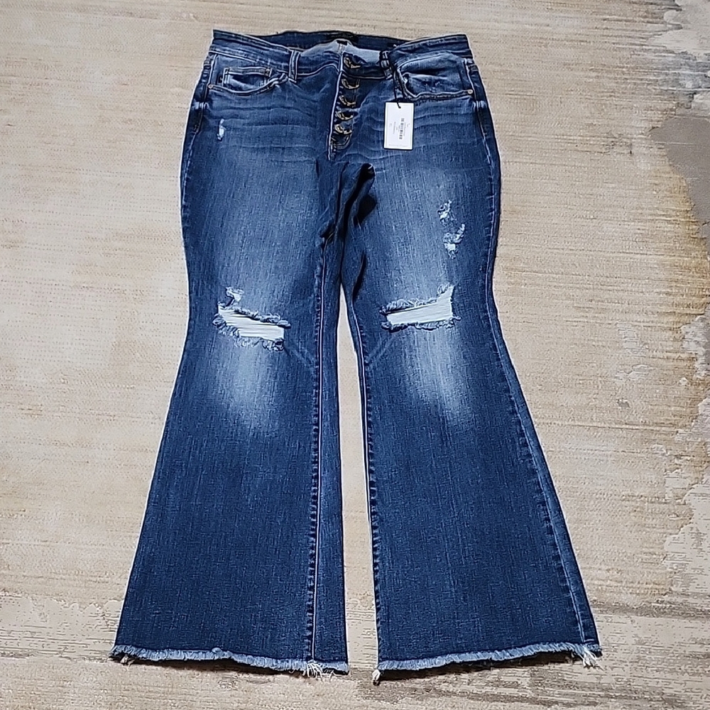 Judy Blue Flares- Women's Distressed Blue Jeans 16W
